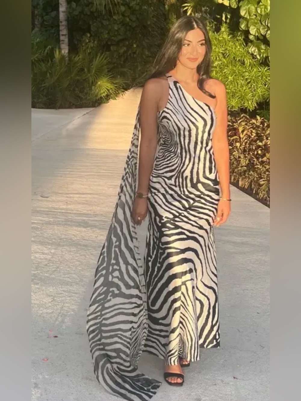 DELFI Collective Nairobi Gown One Shoulder Zebra Print Maxi size Medium - Picture 4 of 15